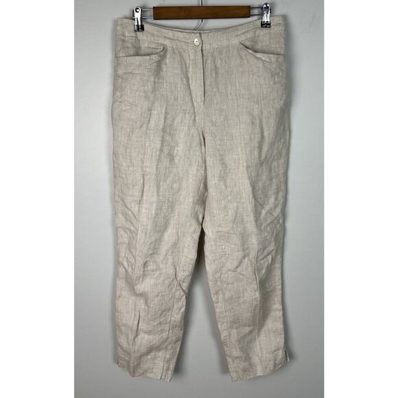 Chico’s Linen Ankle Straight Pants BeigevSize 6R Women’s - Picture 1 of 6